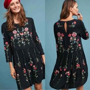 Maeve/Anthropologie Embroidered Long Sleeve Knee Length Dress